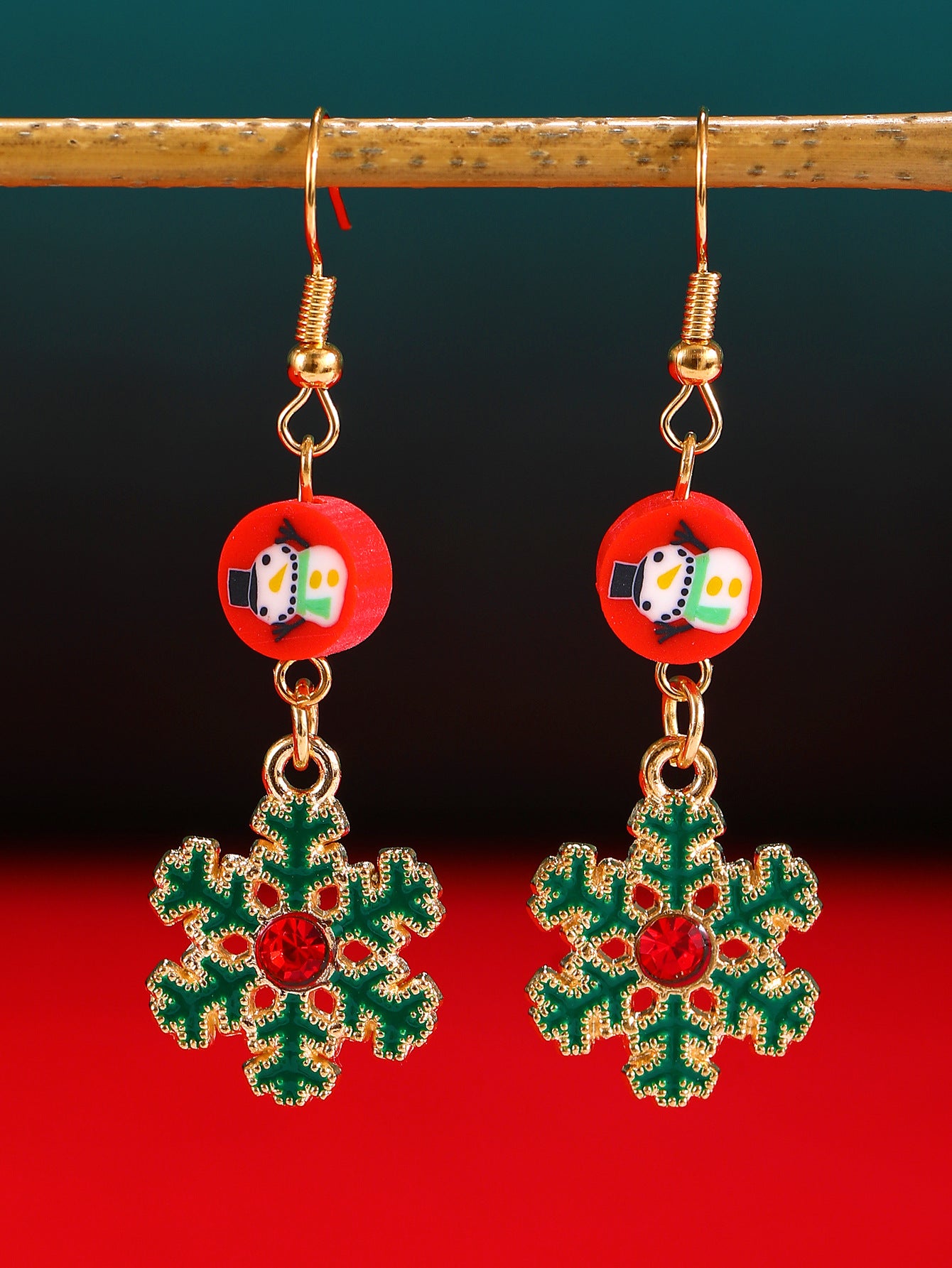 Wholesale Christmas Tree Earrings For Women Colorful Rhinestone Gold Tone Party Jewelry Gift