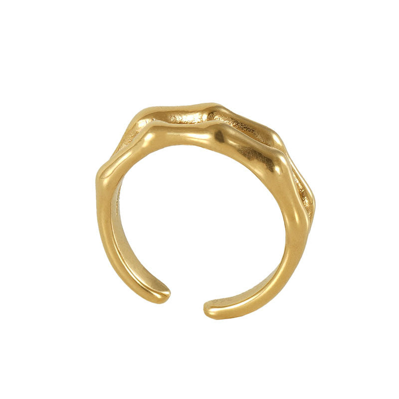 Wholesale Double Bamboo 18K Gold Stainless Steel Adjustable Rings ACC-RS-ZhongXin008