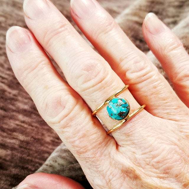 Wholesale Vintage turquoise epoxy round ring
