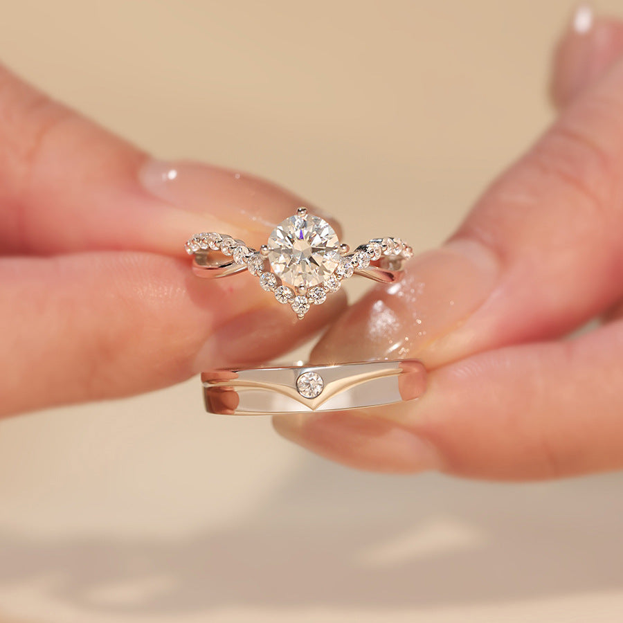 Wholesale Valentine's Day s925 Silver Crowned  Couple Ring