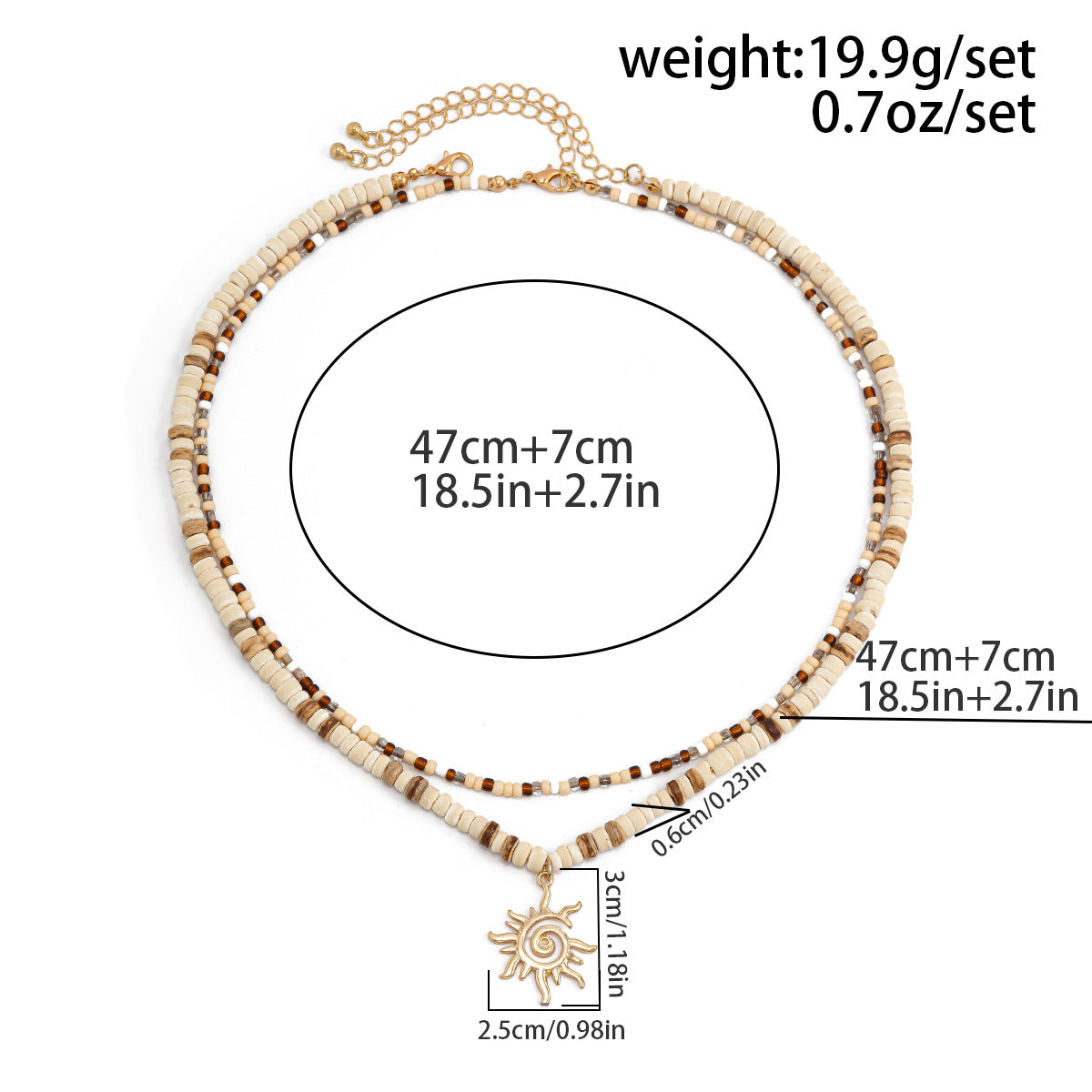 Wholesale Beach Holiday Style nut Shell Bead Necklace Men Sun Pendant Fashion Accessory