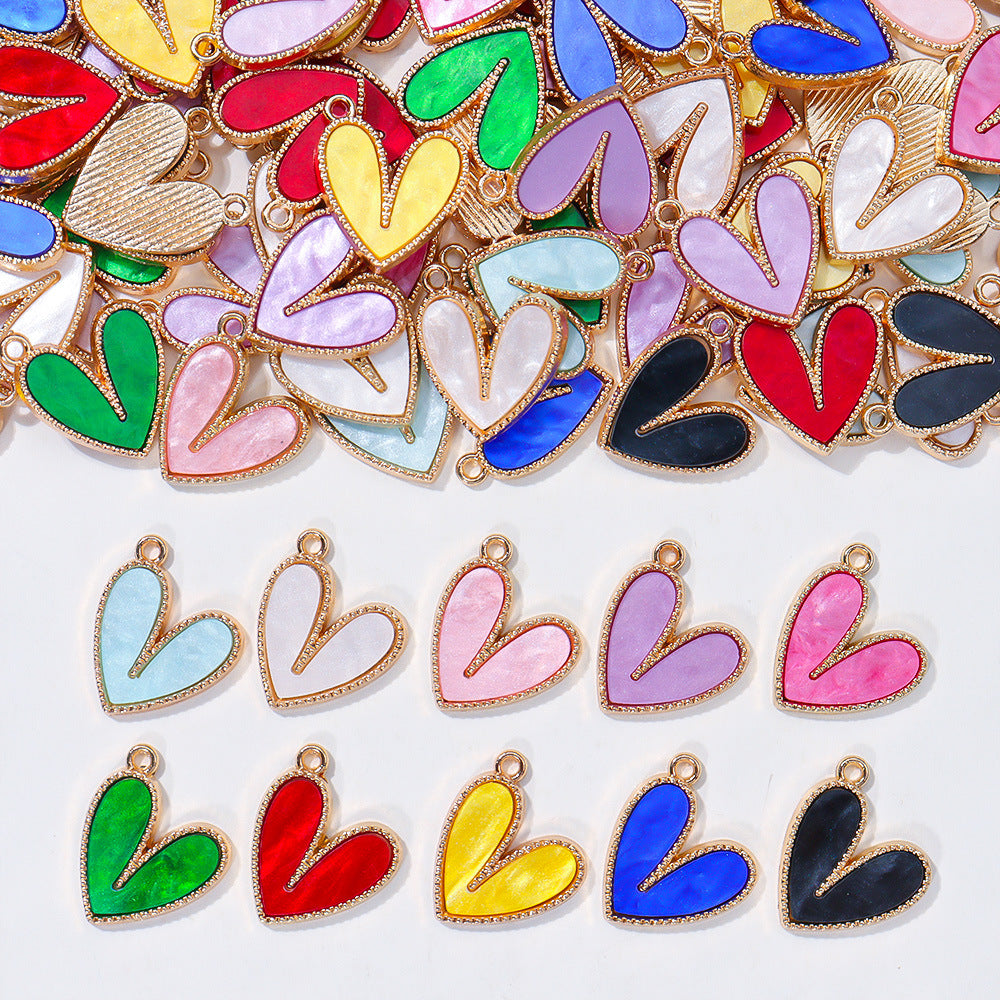 Wholesale 20pcs/ pack Acrylic Peach Heart Heart Alloy Pendant Pendant DIY Jewelry