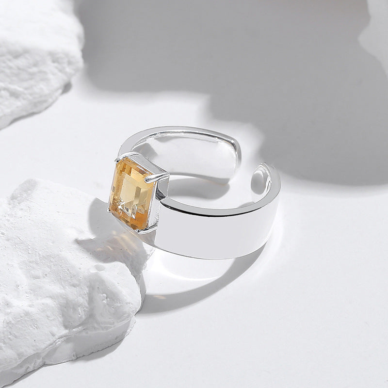 Wholesale S925 sterling silver natural citrine ring