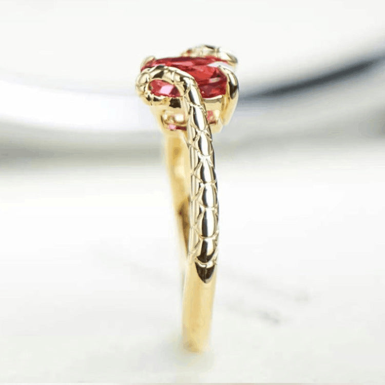 Wholesale Single Circle Snake Scale Sparkling Ruby Snake Ring