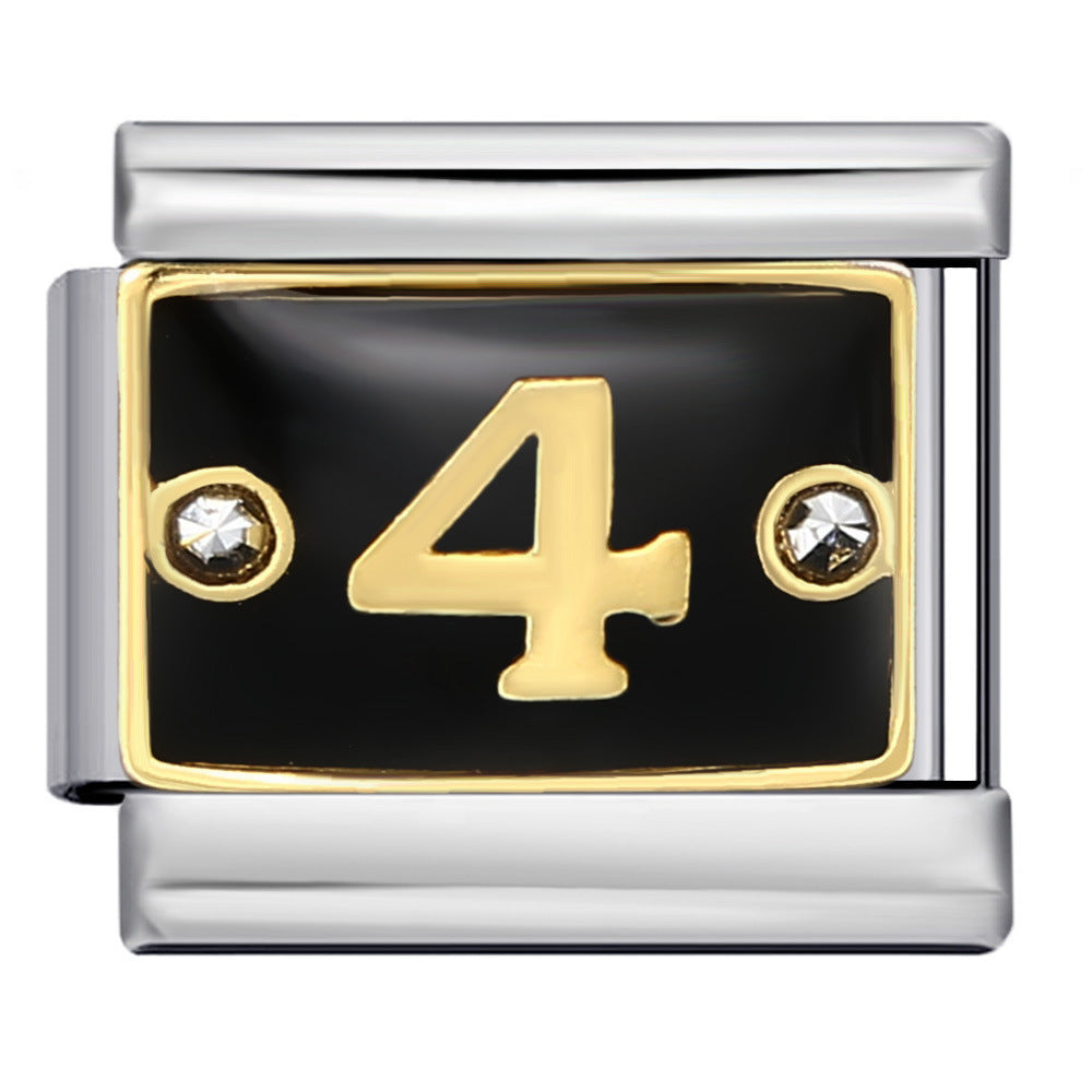 Bracciale fai da te modulare italiano all'ingrosso con numeri di strass neri