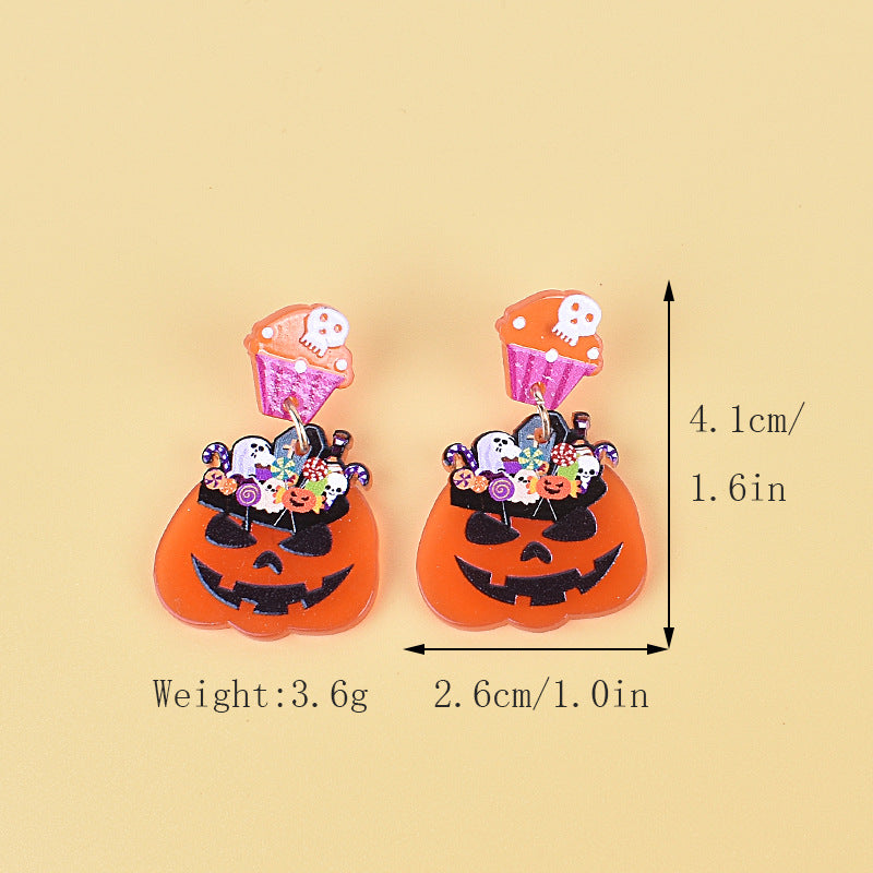 Wholesale Halloween Earrings Witch Tombstone Scream Ghost Acrylic  Earrings