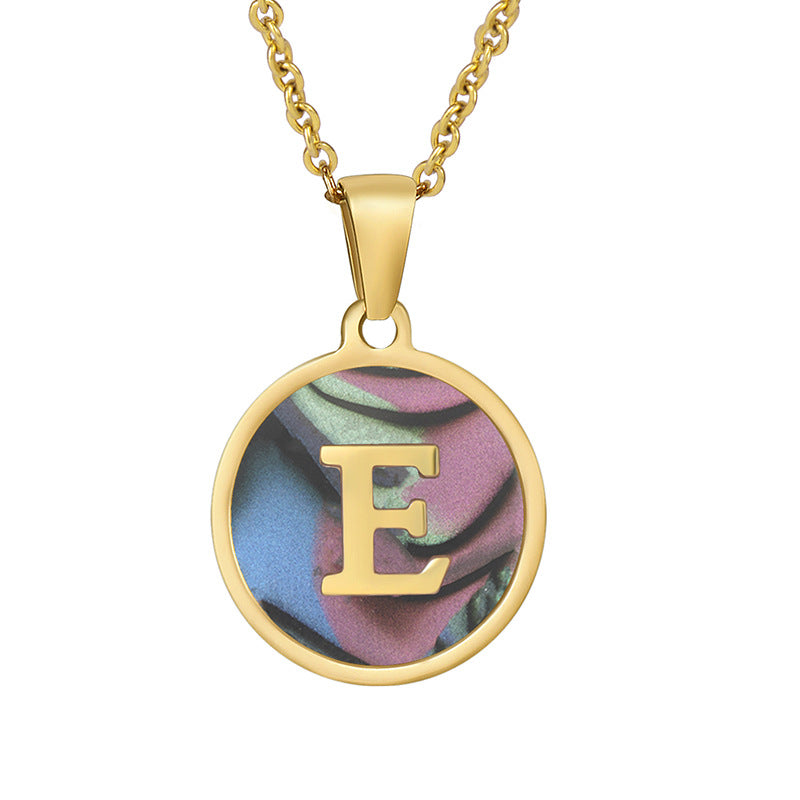 Wholesale Fashion Round Letter Stainless Steel Plating Necklace ACC-NE-Zhongy001