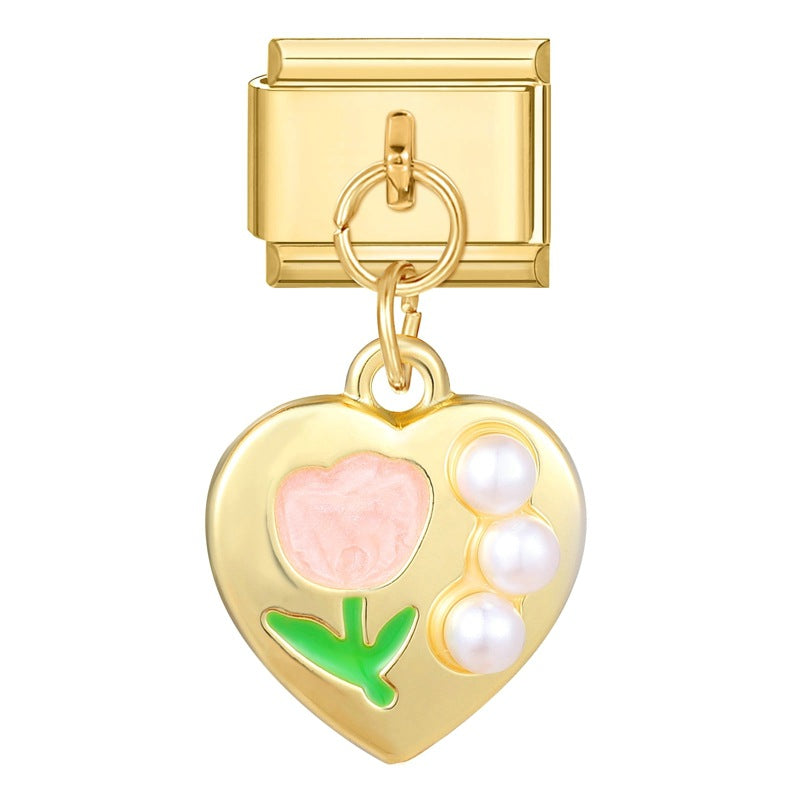 Wholesale Italian Charm Bracelet 9mm DIY Splicing Removable Stainless Steel Gold Base Pendant Composable Bracelet