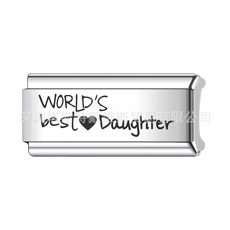 Wholesale   Italian Charm Bracelet 9mm DIY Home Laser Engraving Long Series Creative Stainless Steel Composable Bracelet