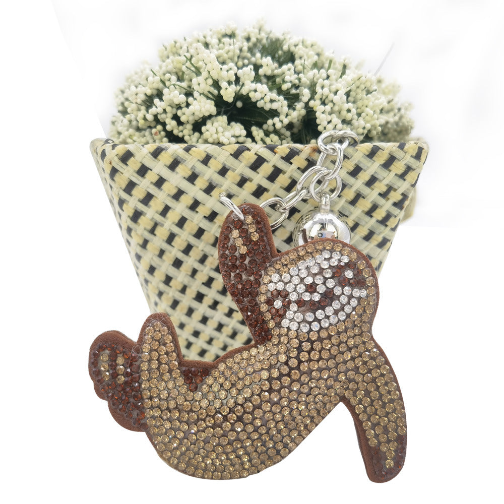 Wholesale creative cartoon  sloth diamond-embedded keychain