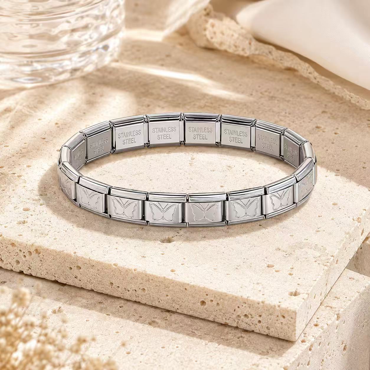 Wholesale Modern Italian Modular Stainless Steel Elastic Bracelet Unisex DIY Jewelry Accessory For Everyday Wear And Resale