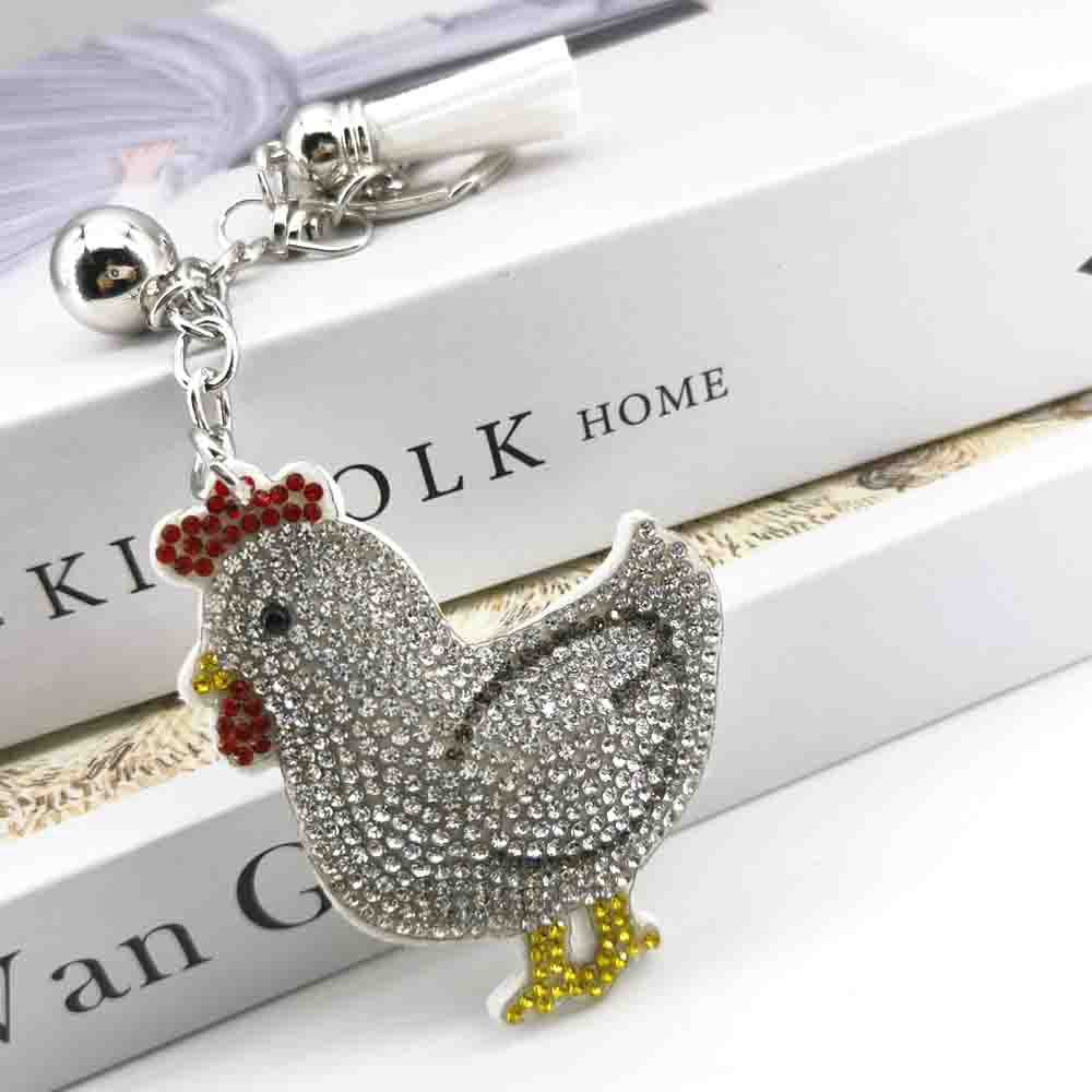 Wholesale  Cartoon  Diamond-encrusted Hen Keychain