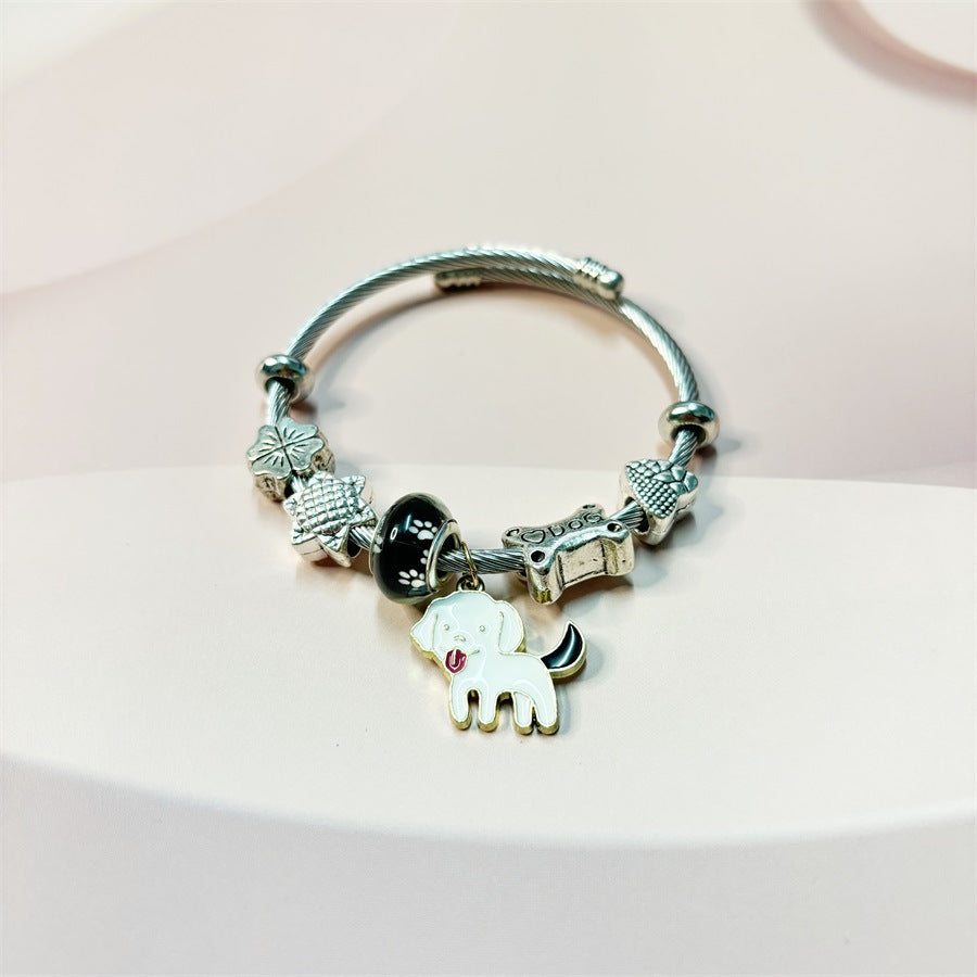 Wholesale  cartoon pendant charm bracelet stainless steel steel bracelet