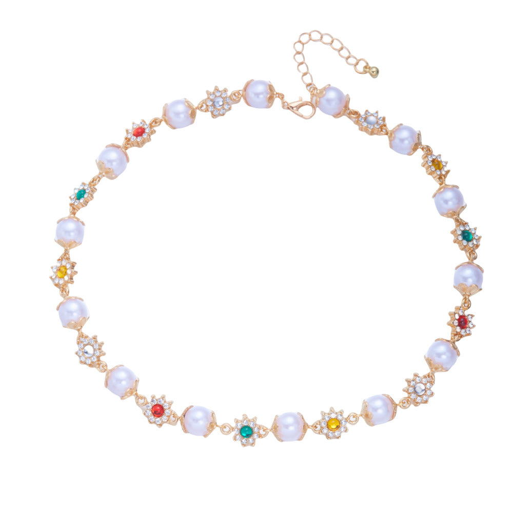 Wholesale Zinc alloy electroplating ing colorful necklace