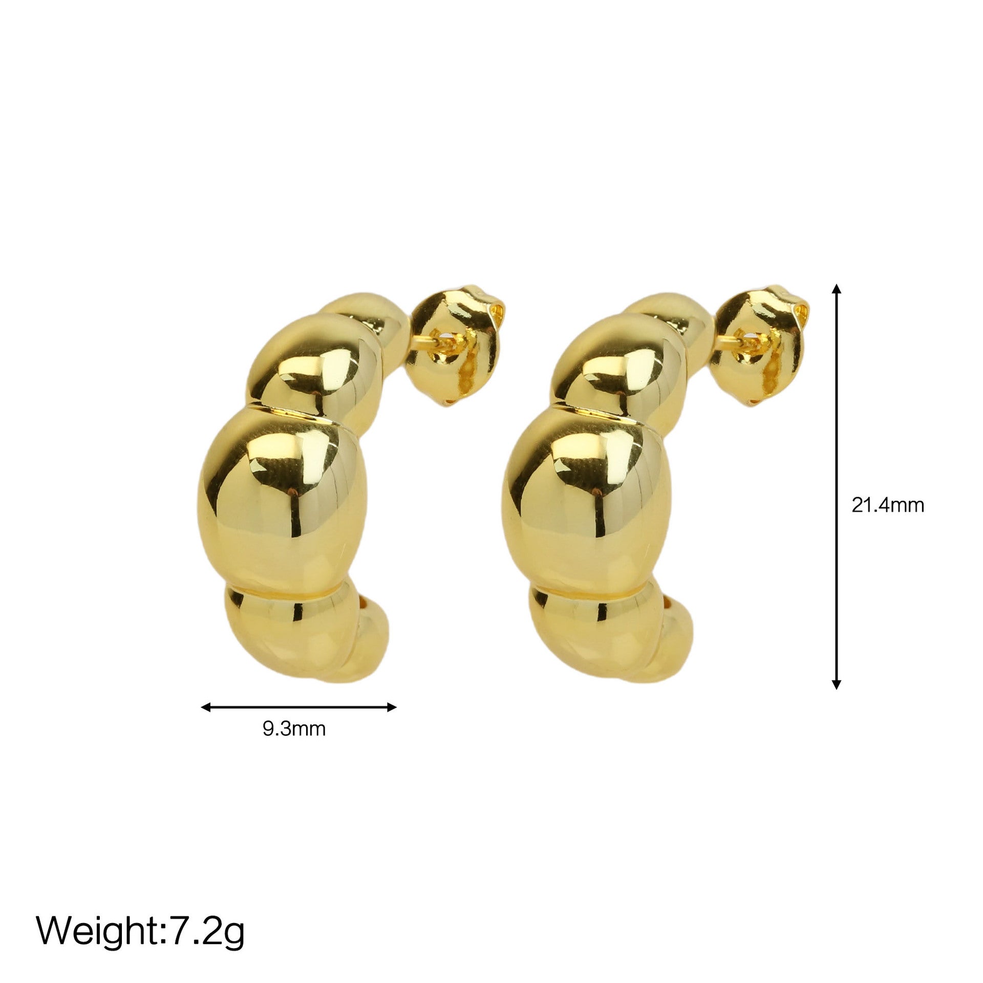 Wholesale  18K gold brass croissant croissant earrings