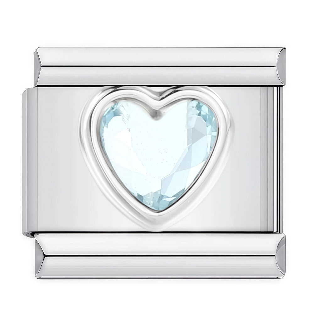 Wholesale DIY Italian Charms Bracelet in Titanium Steel with Rhinestone Hearts,  Fashion Jewelry Accessory