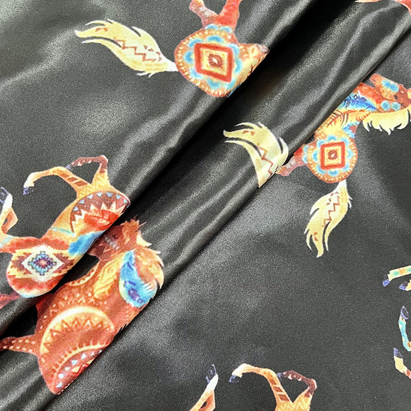 Wholesale black horse ethnic style retro Western printing  90cm scarf