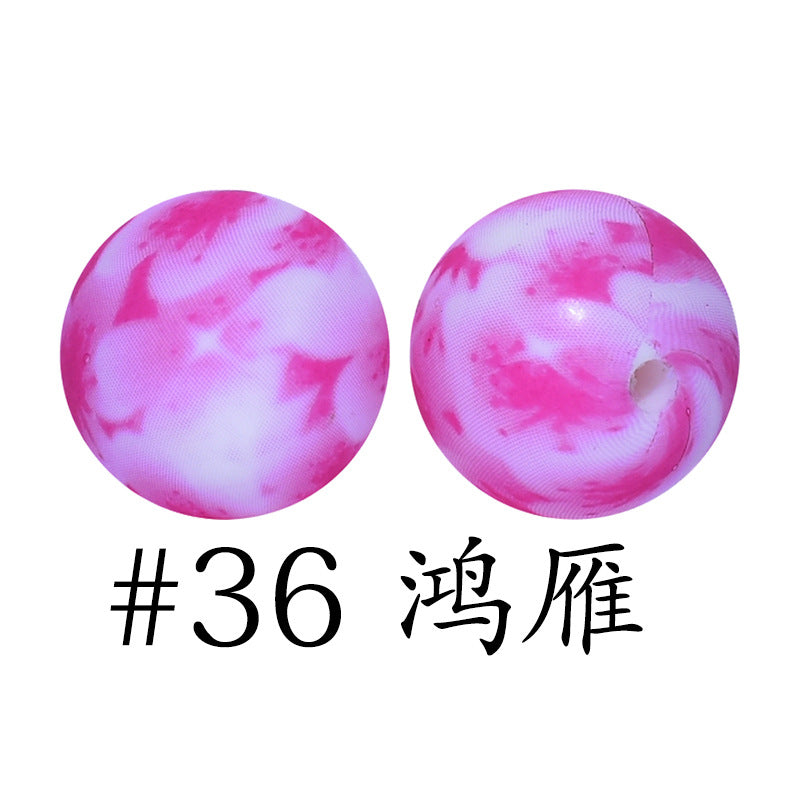 Wholesale 50pcs Western Style Leopard Skull Color Aztec Printed Silicone Balls Beads ACC-BDS-HeSheng007