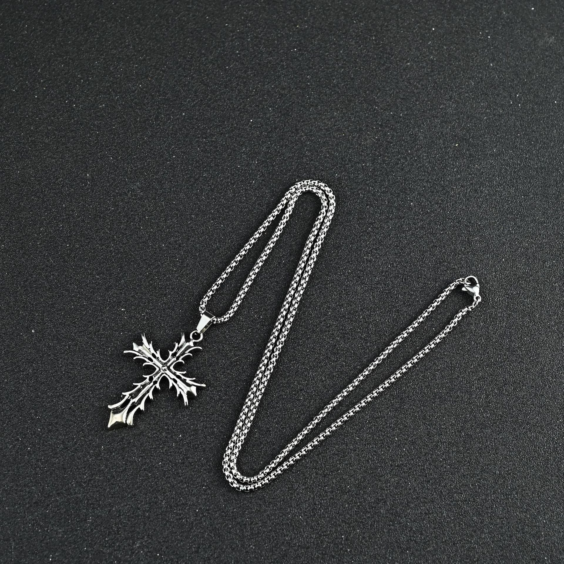Wholesale Hip Hop Cross Pendant Necklace For Men Titanium Steel Long Chain Stylish Jewelry Accessory Gift