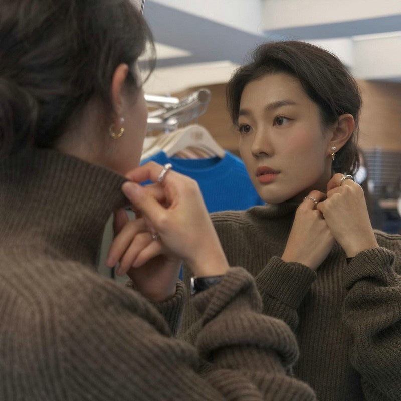 Wholesale Silver-Tone Metal C-Shaped Pearl Earrings Korean Style Fashion Jewelry Accessory