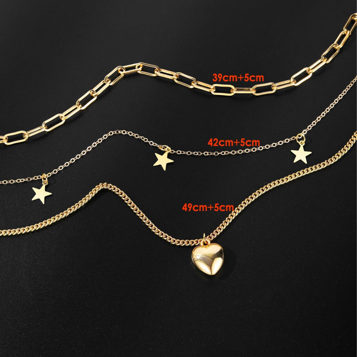 Wholesale Multi-layer Chain Necklace  Trendy Clavicle Chain Love Five-pointed Star  Necklace