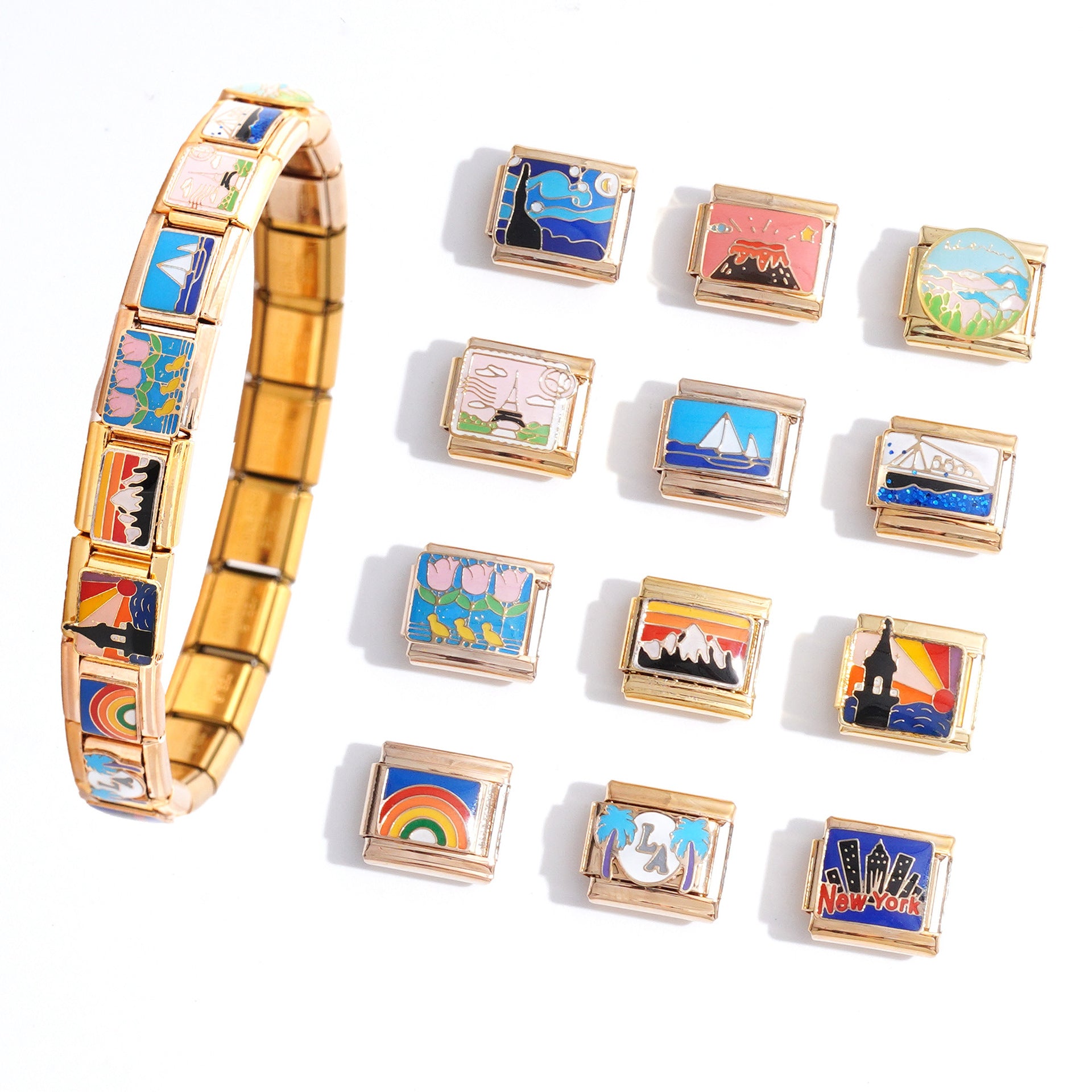 Wholesale Italian Charm Bracelet 9mm DIY Splicing Halloween Series Stainless Steel Composable Bracelet