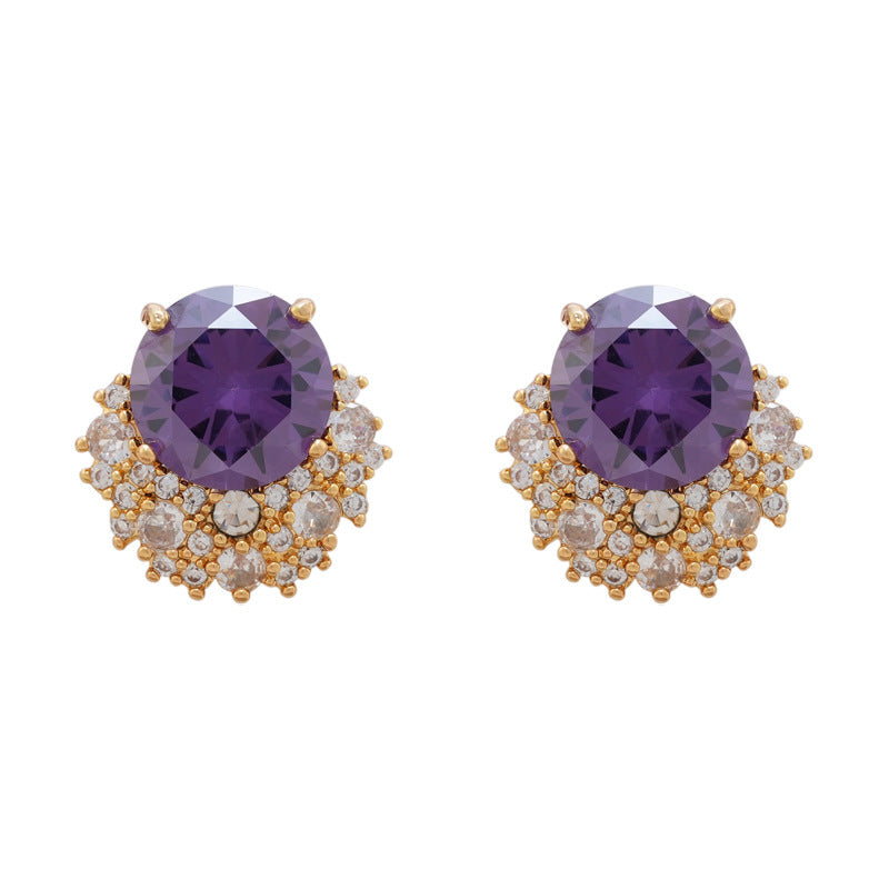 Wholesale  Luxury Full Diamond Versatile Zirconia Studs Geometric Shape Earrings