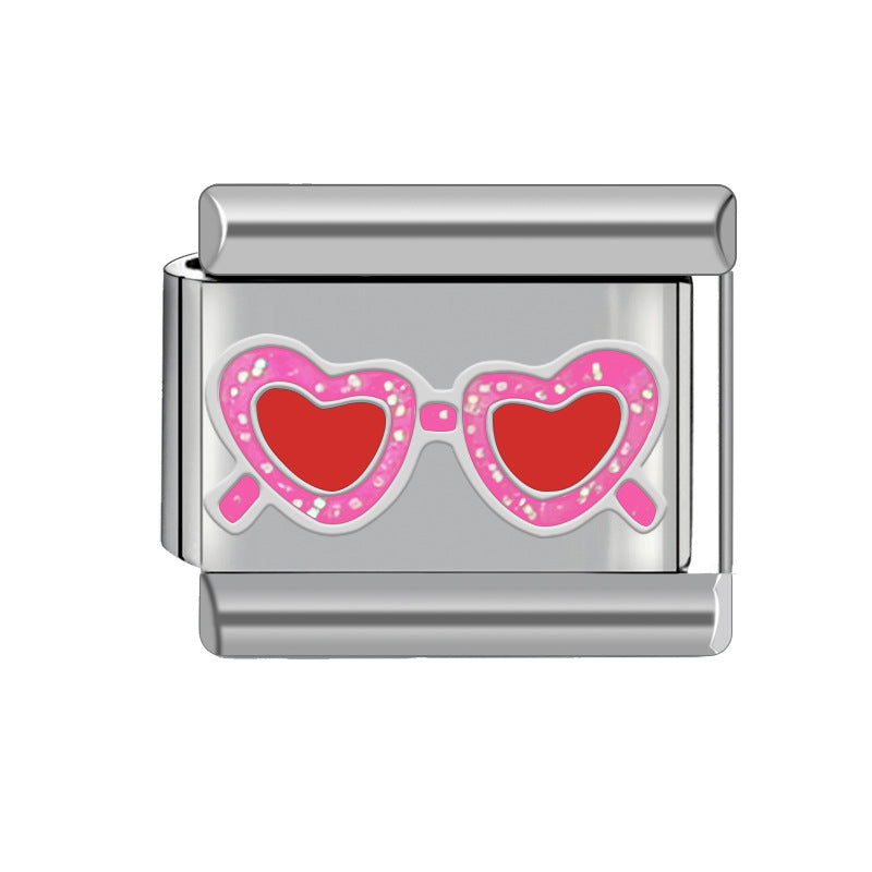 Wholesale 9mm Cute powder Italian charm module bracelet 9MM heart-shaped detachable ing stainless steel DIY women' s border supply