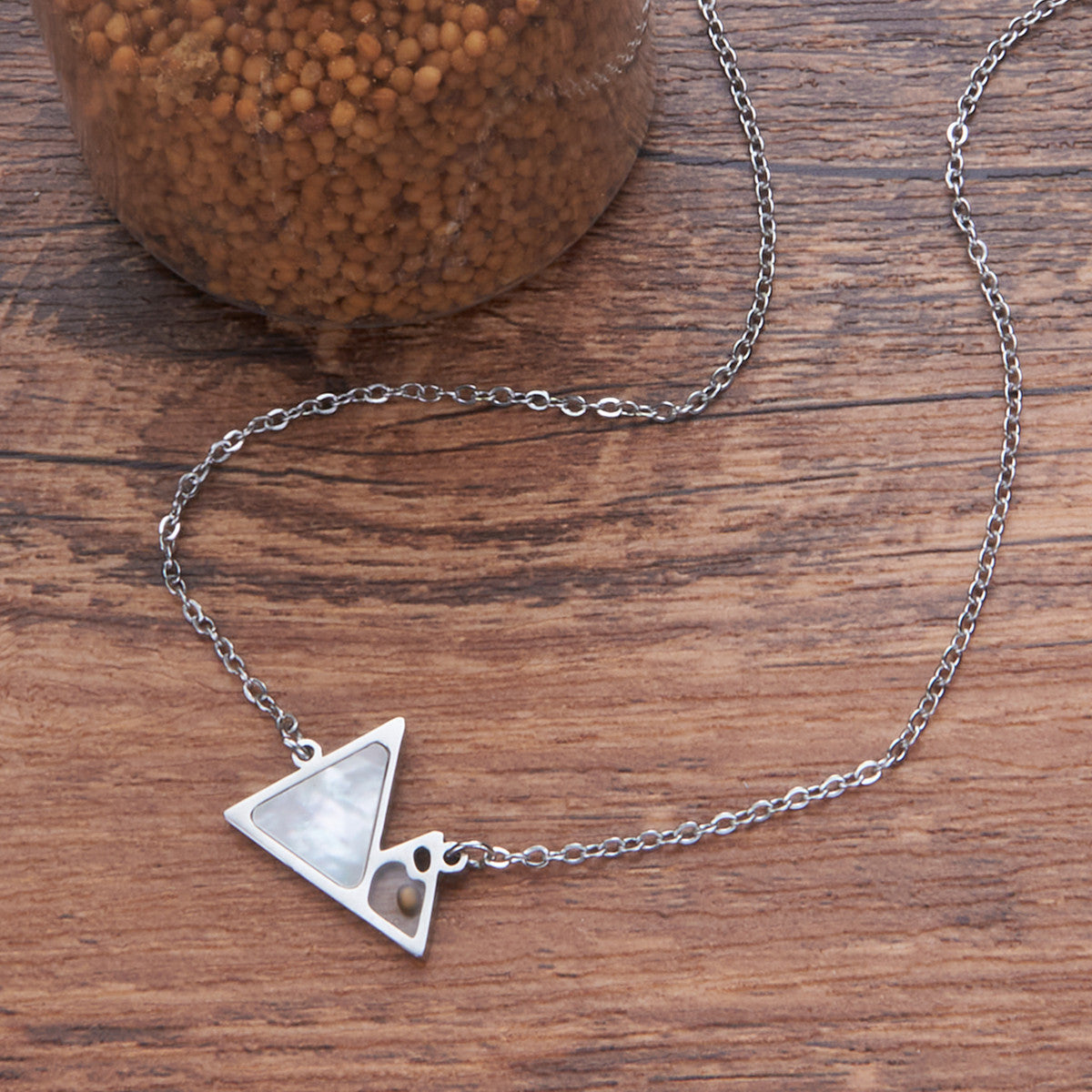 Wholesale Trendy Simple Stainless Steel Necklace - Turquoise &  Shell Design Jewelry Accessory for Gift or Boutique Resale