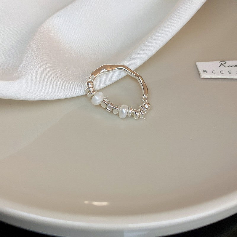 Wholesale Plated Fresh Water Pearl Zircon Butterfly Ring