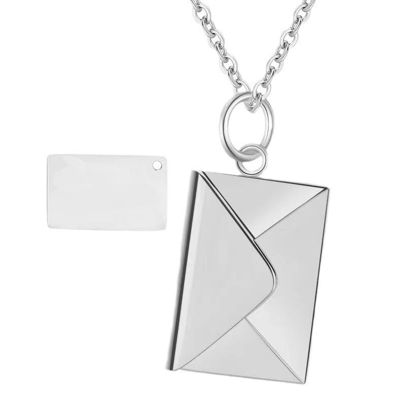 Wholesale Christmas Envelope Engraved Love Letter Necklace