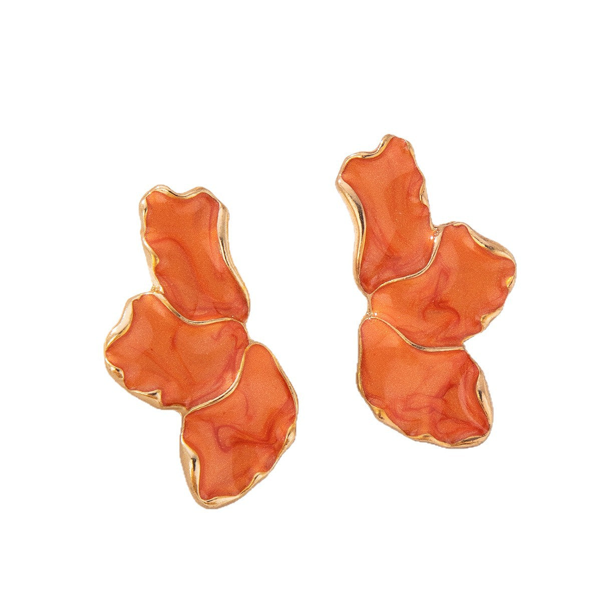 Wholesale Floral Leaf Drip Glaze Alloy Earrings,  Trendy Fashion Accessory for Party or Boutique Resale