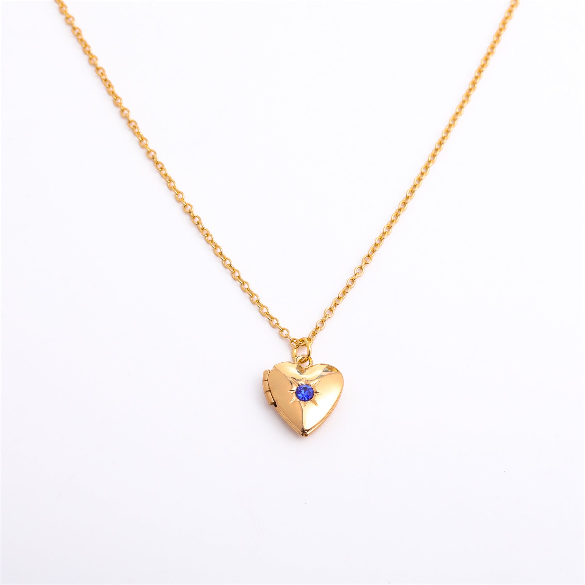 Wholesale December birthday stone heart-shaped opening and closing album necklace