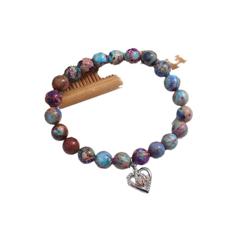 Wholesale Colorful Emperor Stone Bracelet Love Pendant Bracelet Heart Bracelets ACC-BT-Yima010
