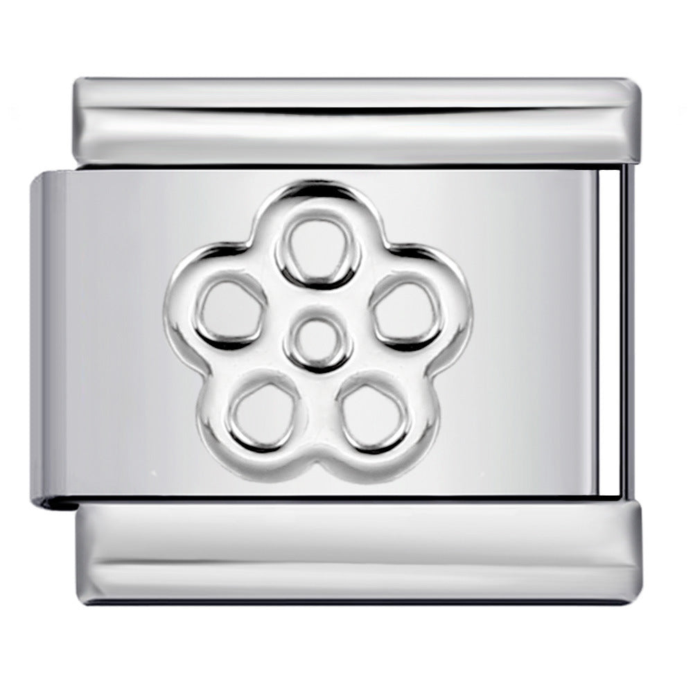 Wholesale Italian Charm Bracelet 9mm DIY Splicing Removable Flowers Stainless Steel Composable Bracelet