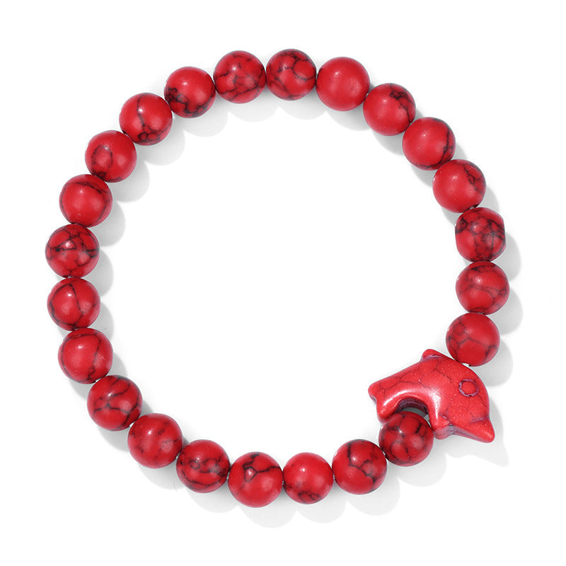 Wholesale Natural Stone Beads Dolphin Bracelet ACC-BT-YinYi007