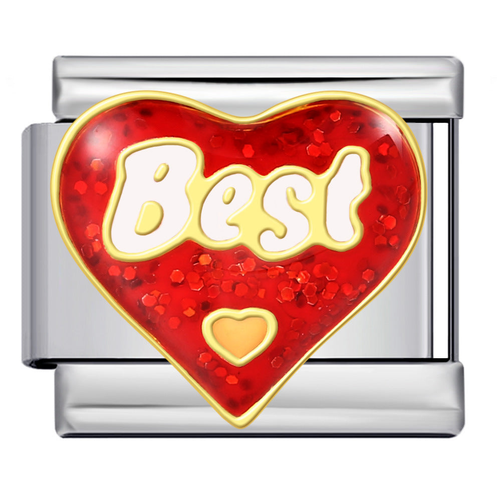 Wholesale  Italian modular  heart-shaped titanium steel  oil-dripping DIYbracelet