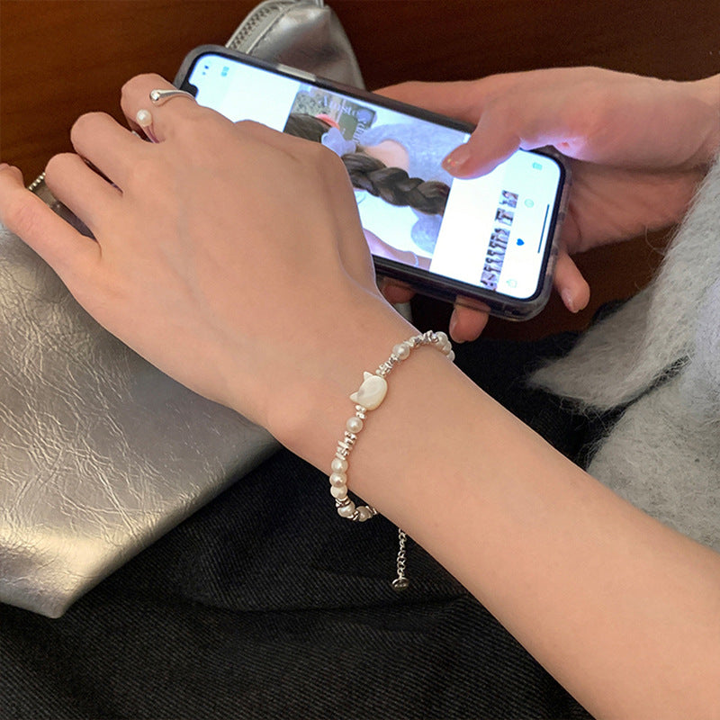 Wholesale Kitten Pearl Artificial Silver Shape Bracelet ACC-BT-KJ002