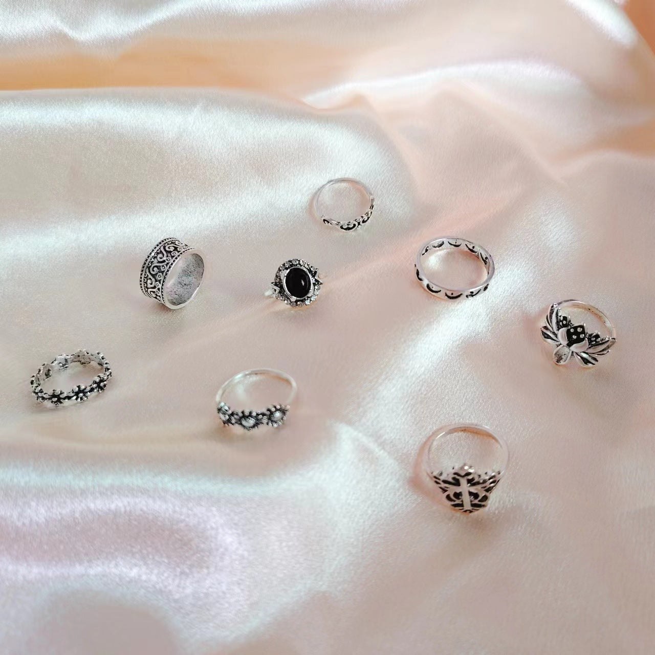 Wholesale Turquoise Ring Flower Combination Ring  Set