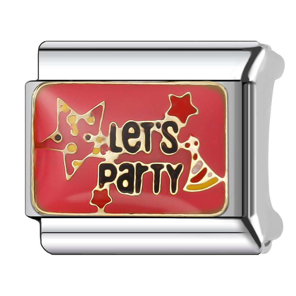 Wholesale Italian Charm Bracelet 9mm DIY Splicing English Series Stainless Steel Composable Bracelet