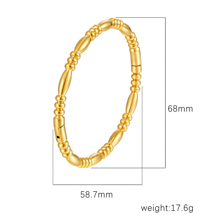 Wholesale Modern Minimalist Round Rhinestone Gold Plated Stainless Steel Bracelet