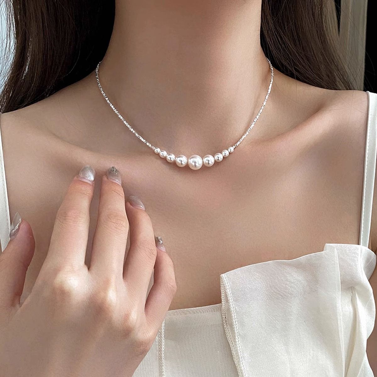 Wholesale silver Butterfly Pearl Necklace