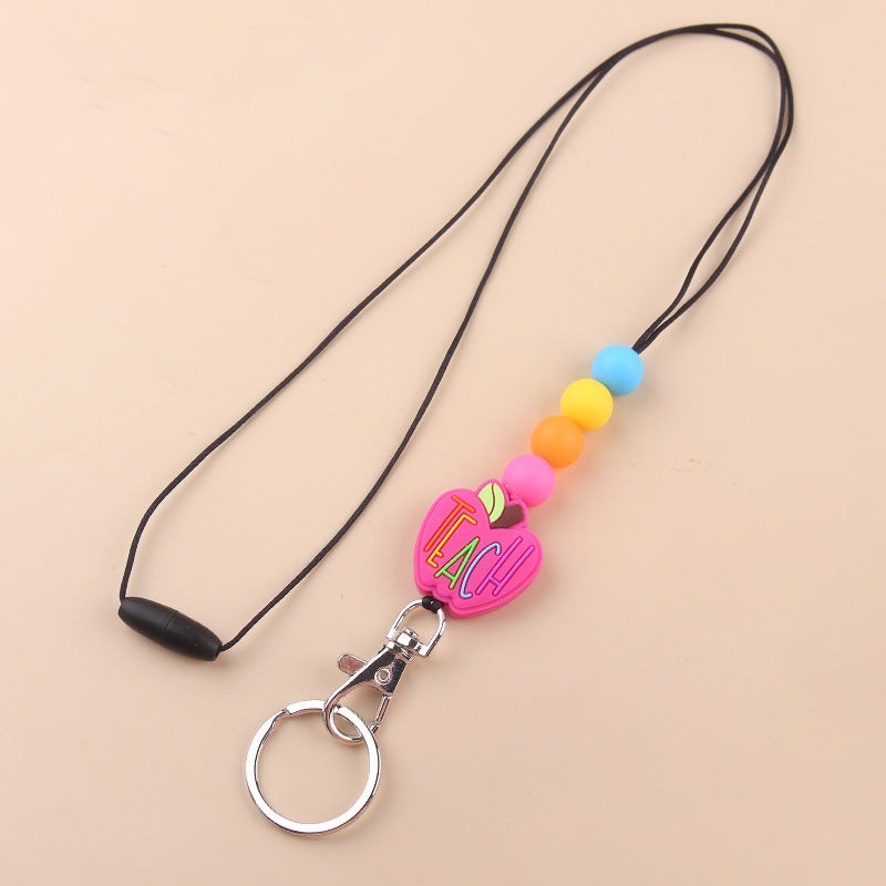 Wholesale Cartoon Silicone Beaded Apple Necklace Keychain Creative Keychain ACC-KC-GuangTian044