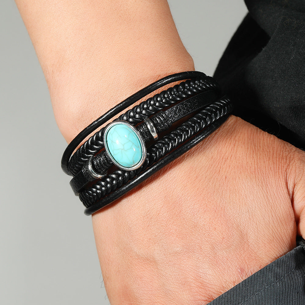 Wholesale Leather Turquoise Multi-Layer Bracelet