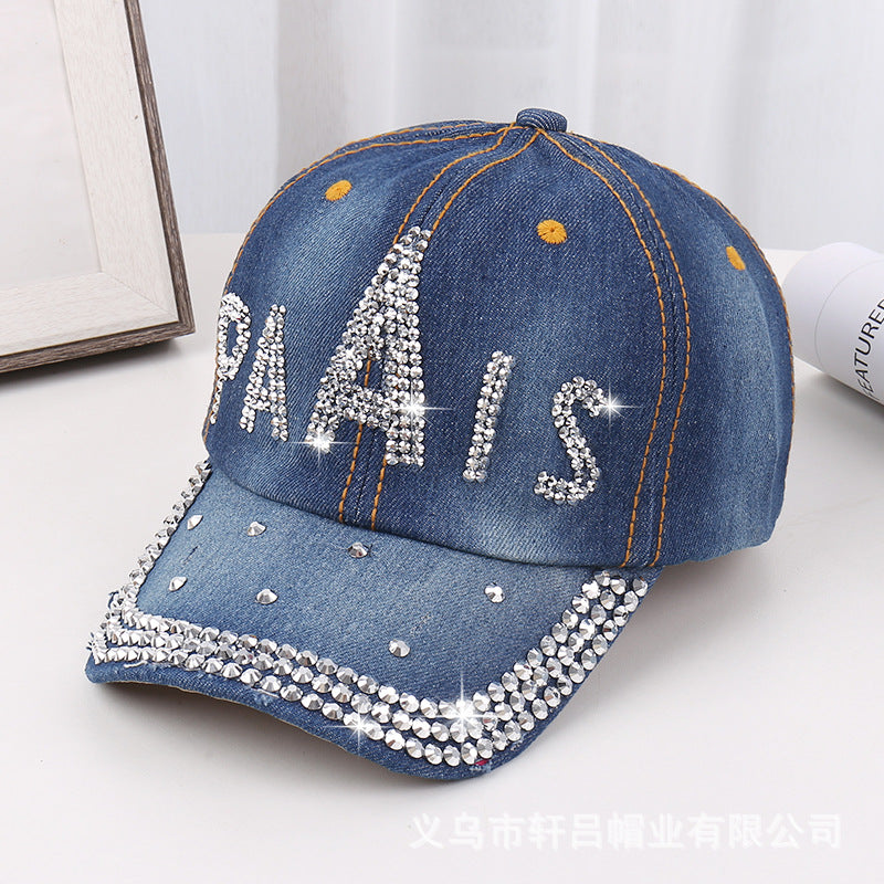 Wholesale Rhinestone Washed Denim Baseball Cap