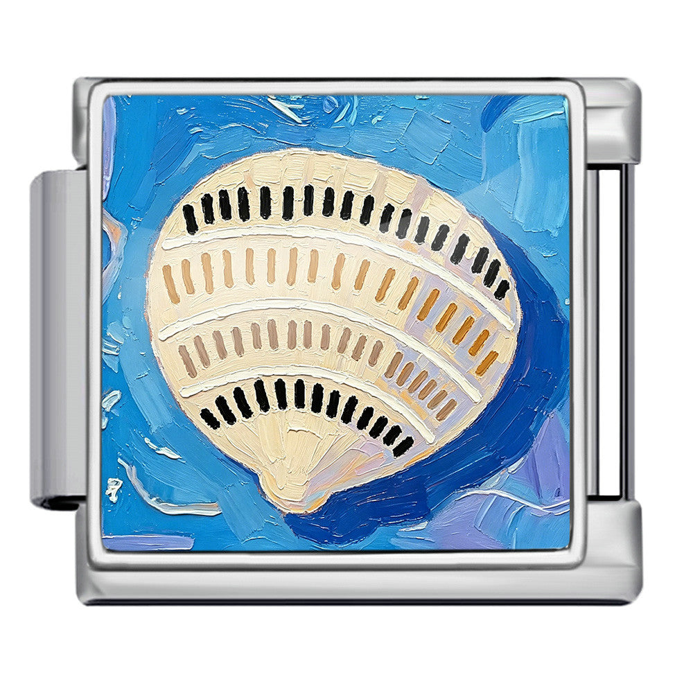 Wholesale Summer Beach Shell Square Painting Pattern Stainless Steel Bracelet DIY Fashion Accessory
