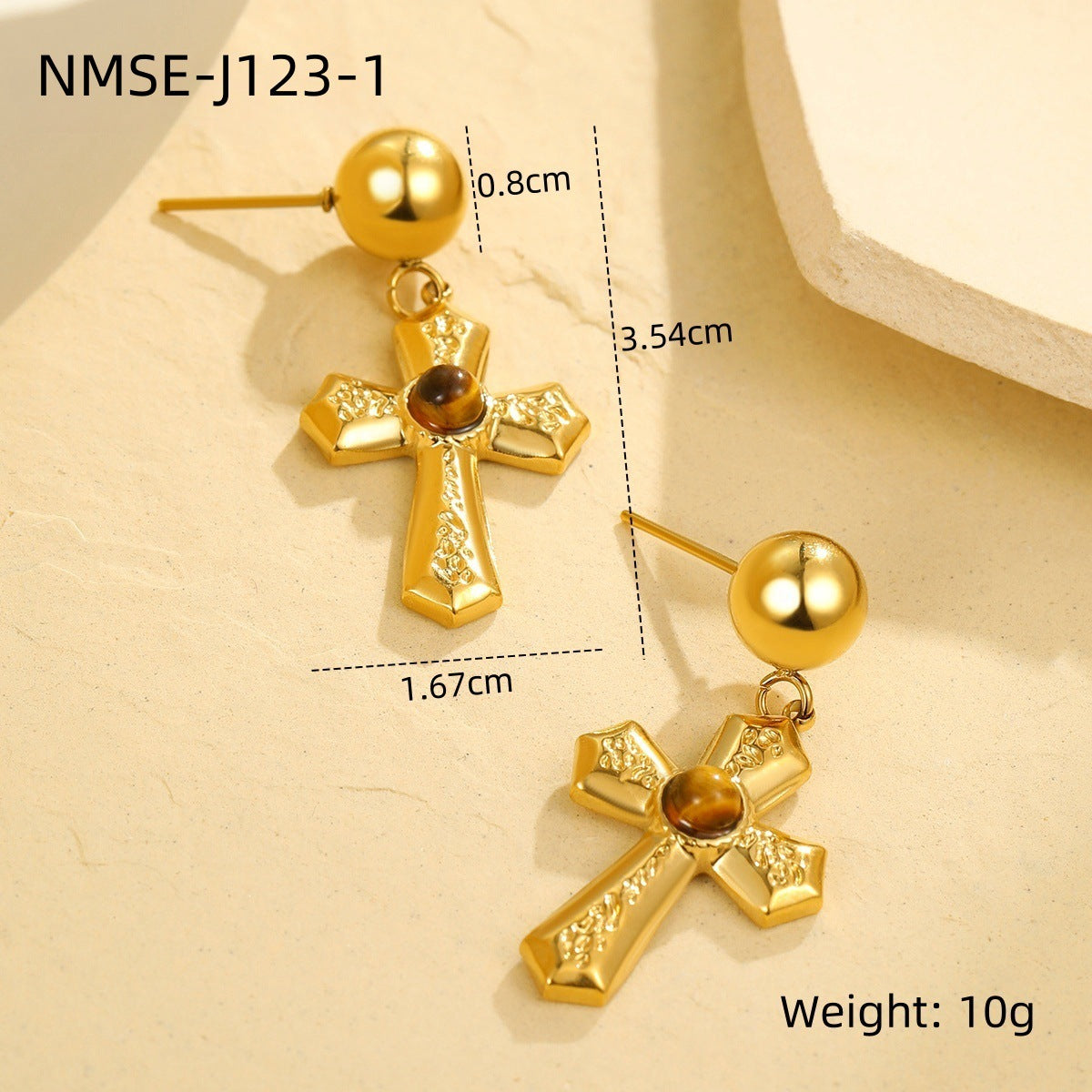 Wholesale Stainless Steel Light Luxury Cross Earrings with Pearls and Zirconia