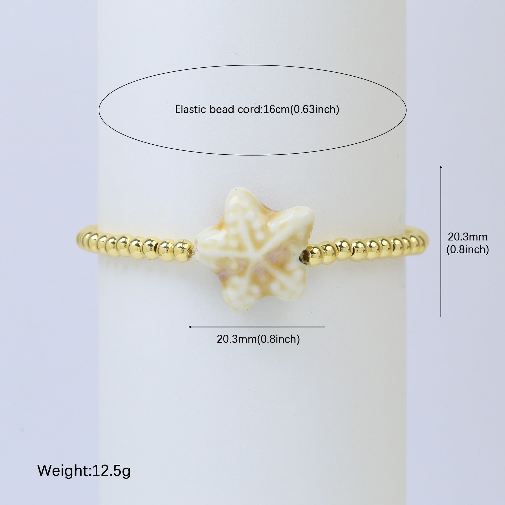 Wholesale Ceramic colored glass starfish elastic rope copper bead bracelet