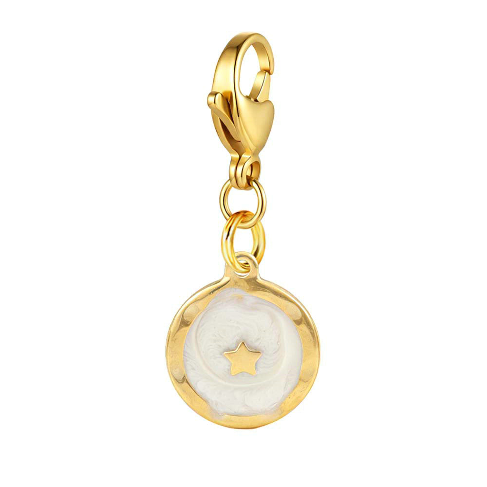 Wholesale Stainless Steel Electroplated Round Small Pendant with Lobster Clasp for DIY Jewelry Making