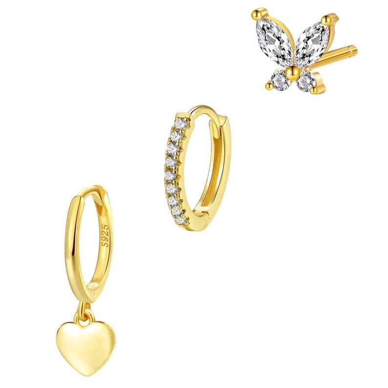 Wholesale 6pcs Copper Plated Real Gold Micro-paved Zircon  Earrings